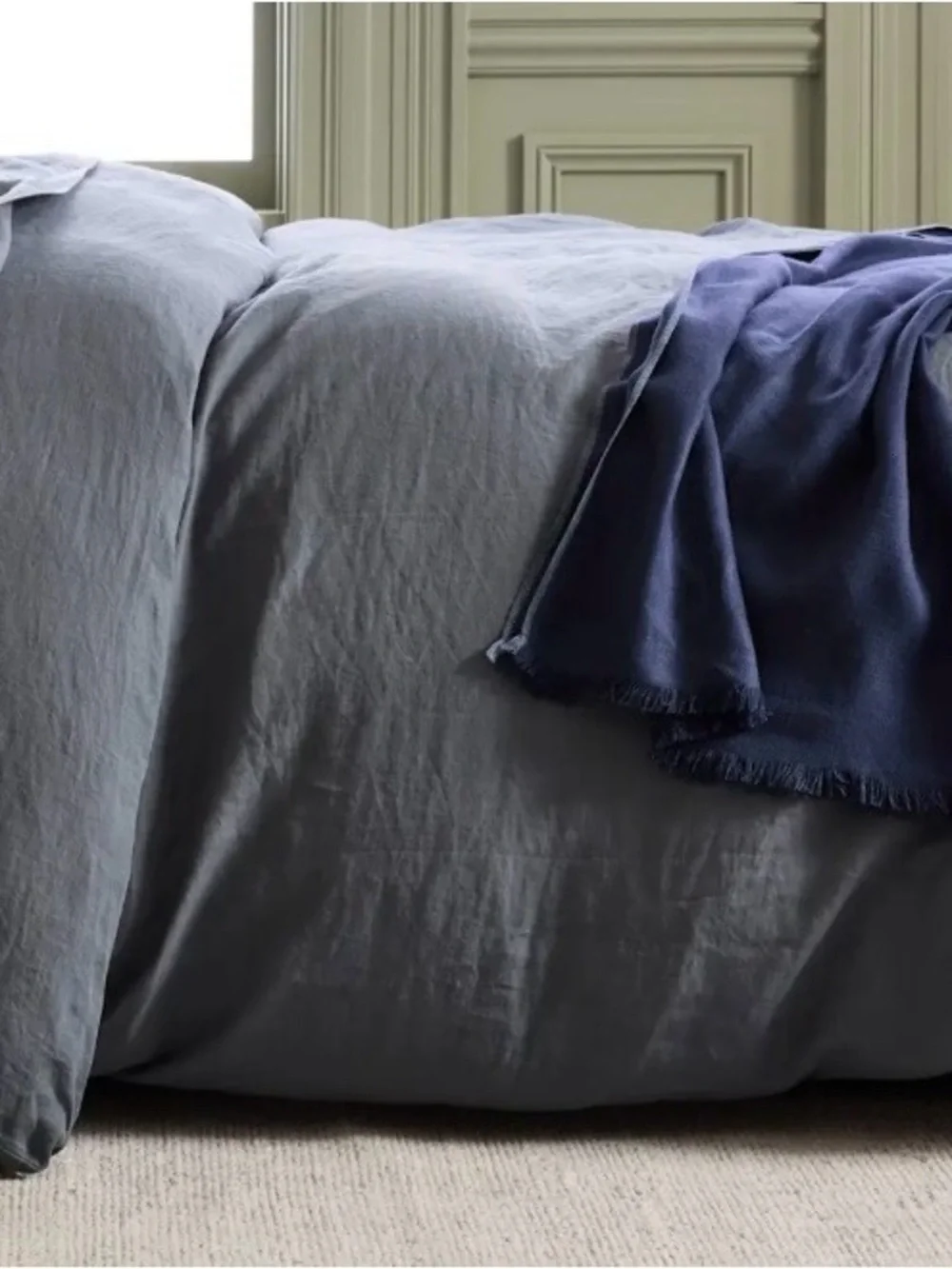 Quince European Linen 1 Piece Duvet Cover, Twin (Nightfall)